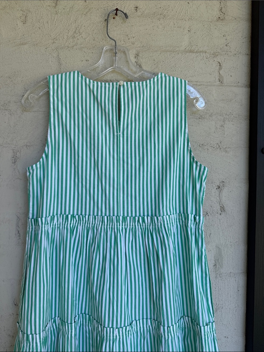 J. Crew Factory Green/White Striped Poplin Sleeveless Tiered Boho Maxi Size 2 - Picture 5 of 12